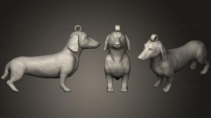 Статуэтки животных (Брелок для ключей с таксой, STKJ_0862) 3D модель для ЧПУ станка